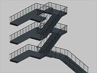 室外双炮钢梯3D模型