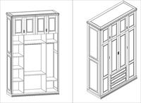 cad三维模型中式家具
