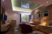 室内空间：现代玻璃吊顶温暖卧室模型