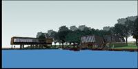 一个码头的景观建筑SU(草图大师)模型（附渲染图片）