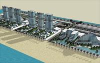 海滨建筑景观方案SU(草图大师)模型（附渲染图片）