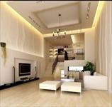 室内空间：简洁清新复式客厅模型（含材质贴图+渲染效果图）