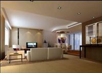 室内空间：明亮宽敞现代风格客厅场景3D模型（含材质贴图+渲染效果图）
