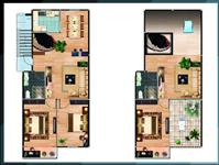 两层别墅内装彩色平面图 PSD格式户型图
