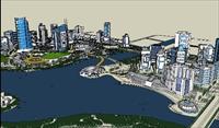 某滨海城市规划SU(草图大师)大场景精美模型