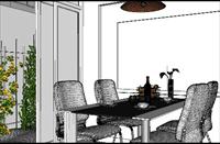 一个餐厅SU(草图大师)精品室内家装模型（附材质贴图）