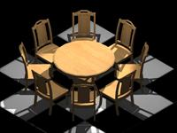 桌椅 CAD  三维实体效果图