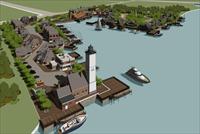 某滨海码头SU(草图大师)建筑与景观规划设计精品模型
