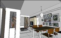 清新的客厅与餐厅家装SU(草图大师)精品室内场景模型