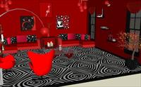 红格调的客厅家装SU(草图大师)精品室内场景模型